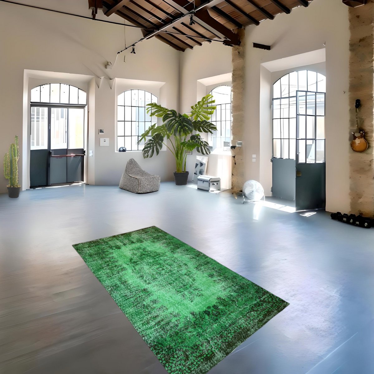 Groen vintage vloerkleed - 260x144 cm - HANDGEMAAKT