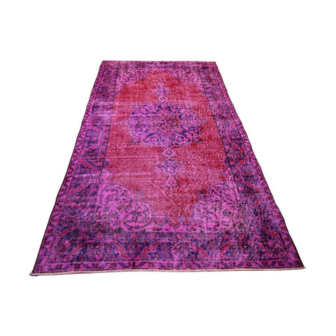Paars vintage vloerkleed - 218x116 cm - HANDGEMAAKT