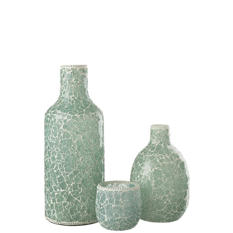 J-Line vaas Mozaiek - glas - groen/wit - large