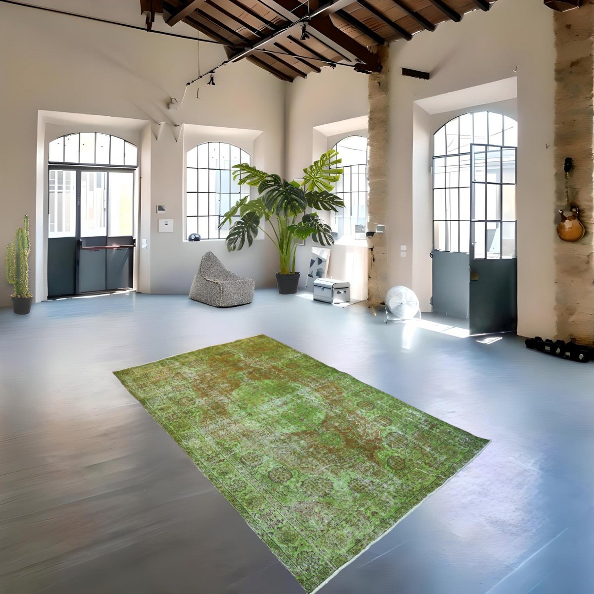 Groen vintage vloerkleed - 258x162 cm - HANDGEMAAKT