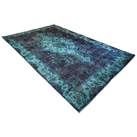 Turquoise vintage vloerkleed - 343x214 cm - HANDGEMAAKT