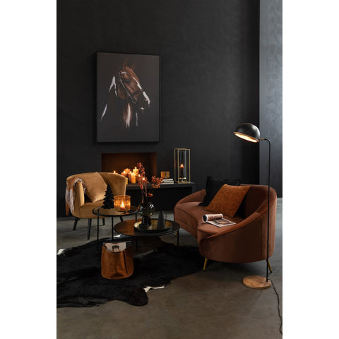 J-Line Staande Lamp Evy - ijzer/hout - zwart/naturel