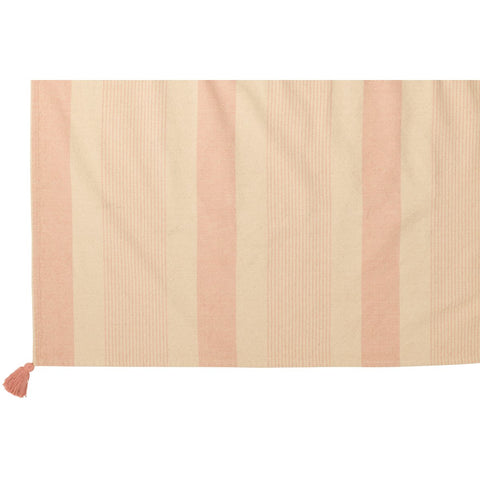J-Line Plaid - deken - katoen - wit/ roze - 130 x 180 cm