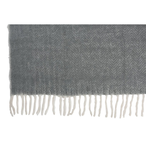 J-Line Plaid alpha - polyester - grijs/ wit - 190 x 136 cm