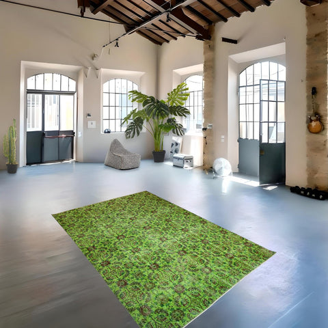 Groen vintage vloerkleed - 290x190 cm - HANDGEMAAKT