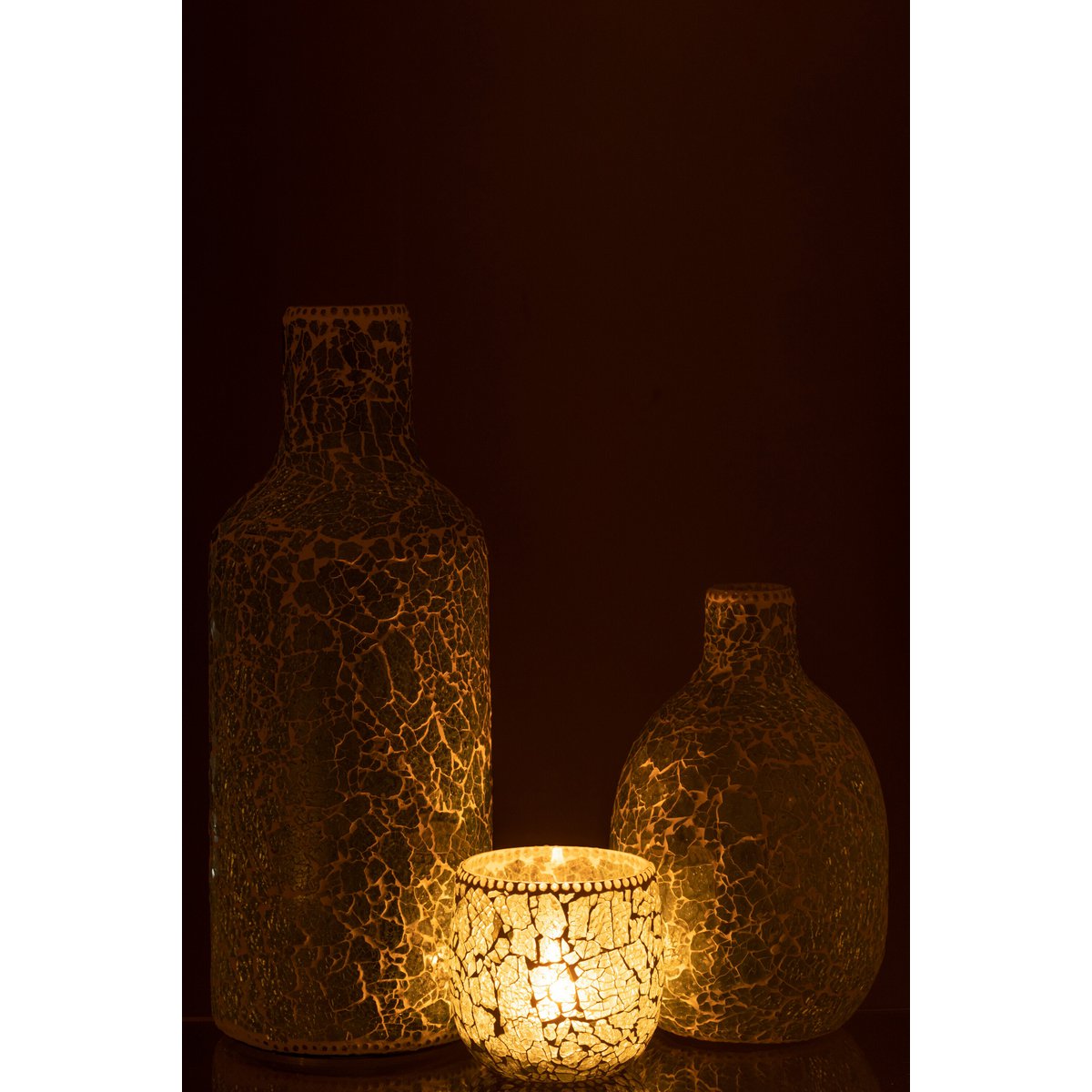 J-Line vaas Mozaiek - glas - groen/wit - large