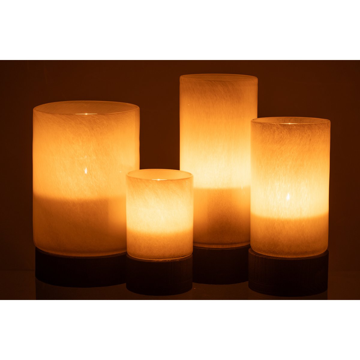 J-Line Windlicht/Vaas Ray Glas/Wilg Wit/Zwart Extra Large