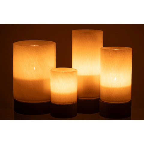J-Line Windlicht/Vaas Ray Glas/Wilg Wit/Zwart Extra Large