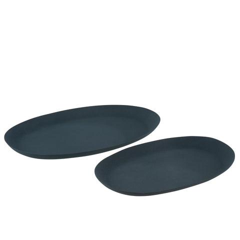 J-Line Set Van 2 Schalen Ovaal Ijzer Blauw