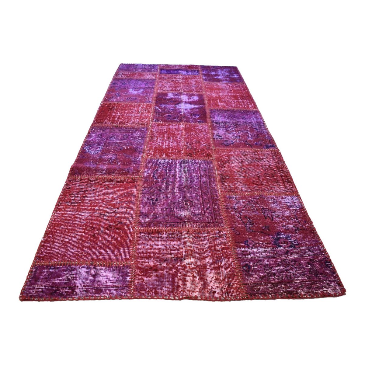 Patchwork vloerkleed roze - 241x105 cm - HANDGEMAAKT