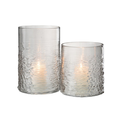 J-Line windlicht Zee - kaarshouder - glas - grijs - large