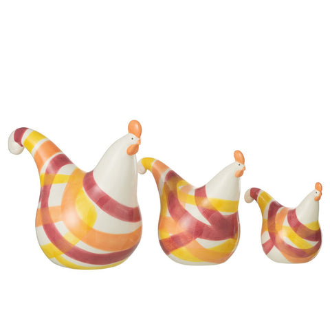 J-Line figuur Hanen Lijnen Dolomiet - keramiek - oranje