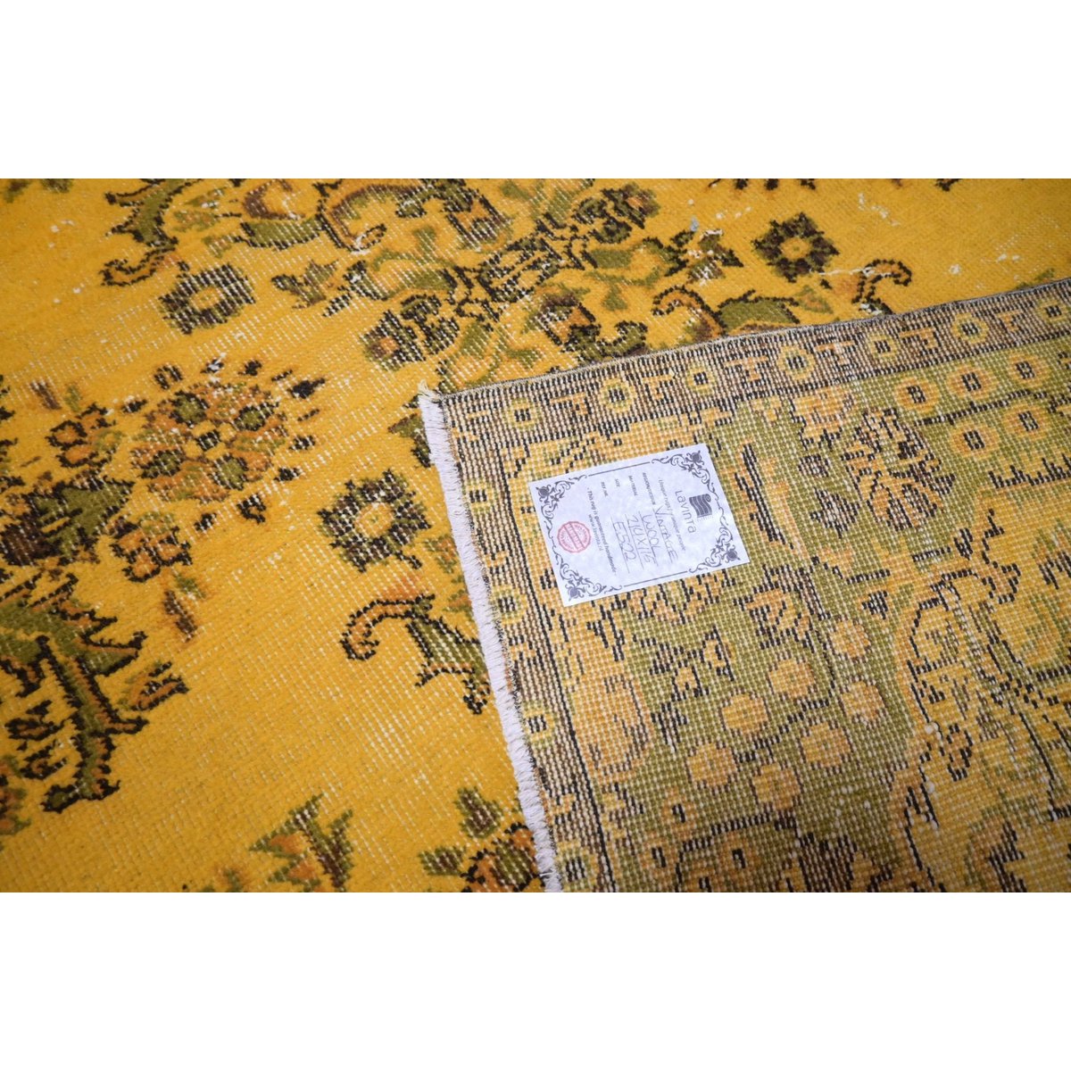 Geel vintage vloerkleed - 214x115 cm - HANDGEMAAKT