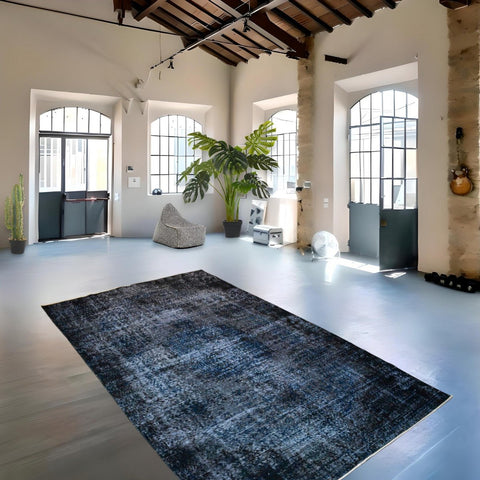 Blauw vintage vloerkleed - 270x160 cm - HANDGEMAAKT
