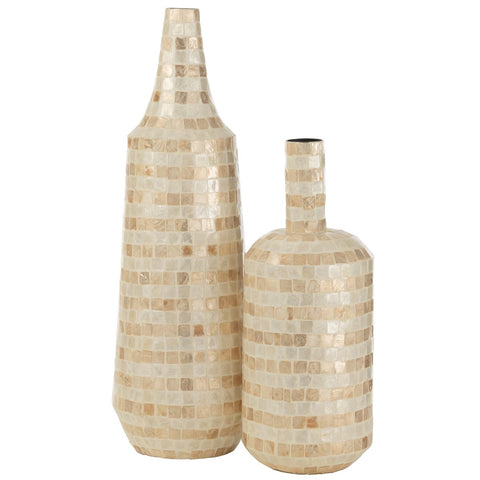 J-Line vaas Lang - schelpen/bamboe - beige