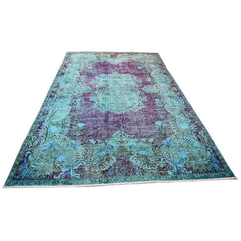 Turquoise vintage vloerkleed - 277x177 cm - HANDGEMAAKT