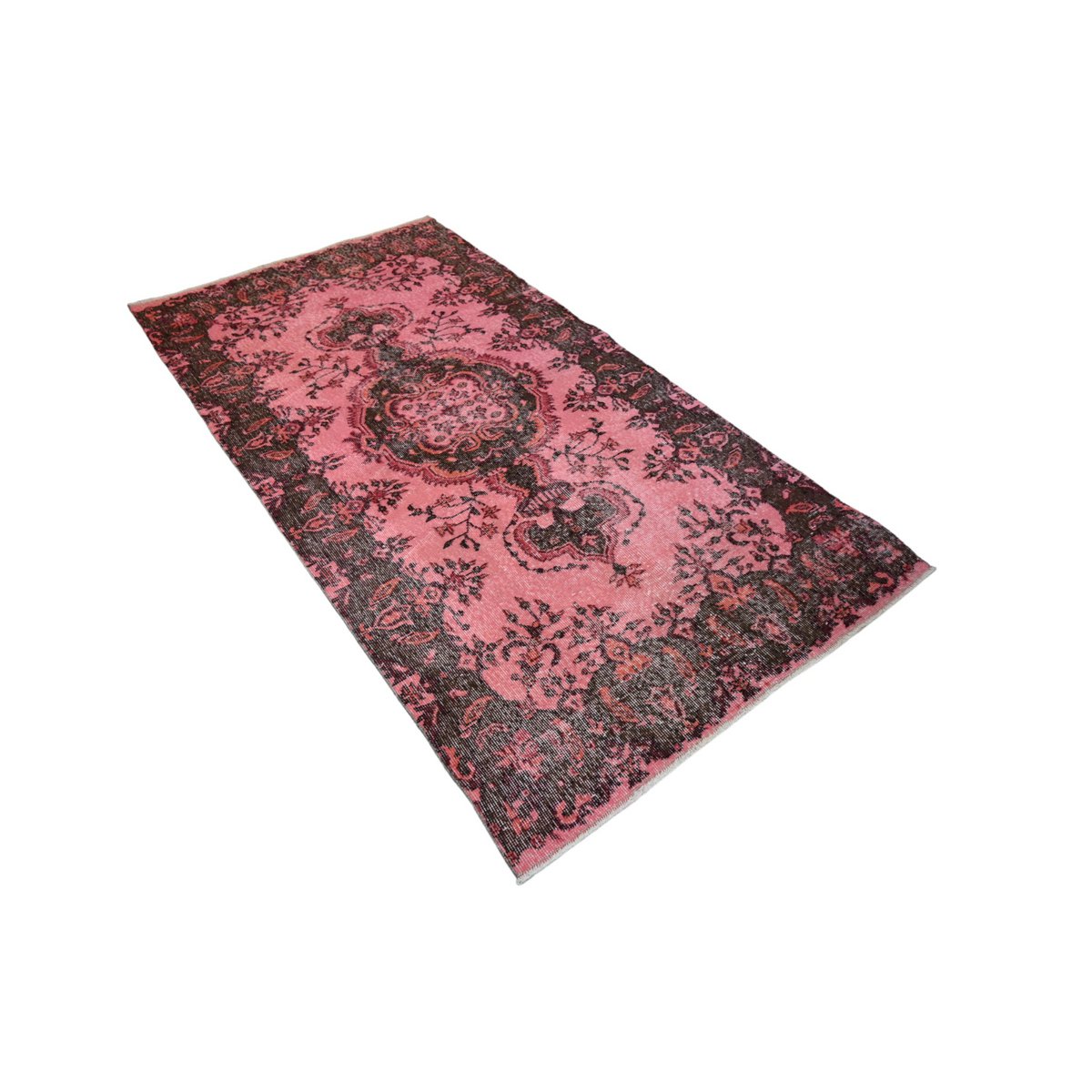 Roze vintage vloerkleed - 210x108 cm - HANDGEMAAKT