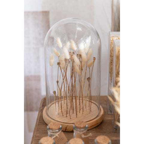 J-Line Stolp Droogbloemen Ecru/Bruin Glas Hout Groot