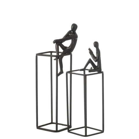 J-Line figuur Op Kubus - aluminium - zwart