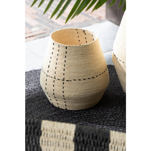 J-Line Set Van 2 Mand Stippellijnen Zeegras Naturel/Zwart