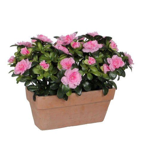 Azalea Kunstplant in Balkonbak Slate - L29 x B13 x H27 cm - Roze