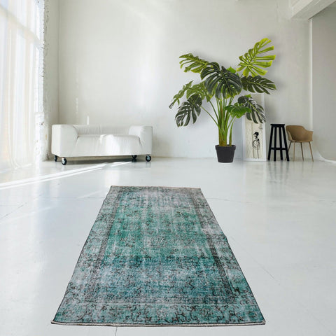 Turquoise vintage vloerkleed - 198x114 cm - HANDGEMAAKT