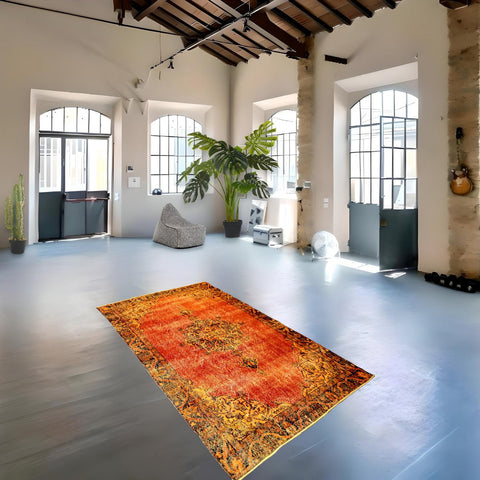 Oranje vintage vloerkleed - 258x150 cm - HANDGEMAAKT