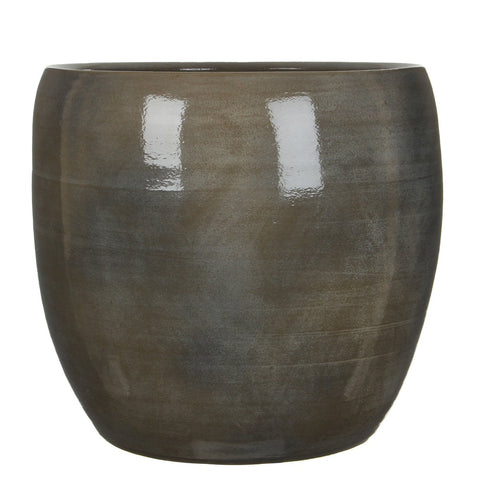 Lester Bloempot - H35 x Ø38 cm - Terracotta - Donkergrijs