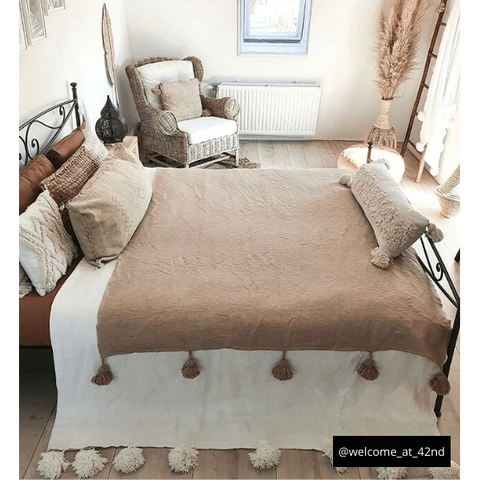 Pompondeken Beige