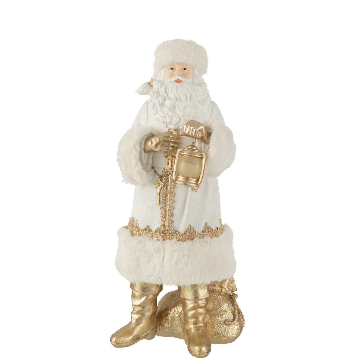 J-Line Kersthanger - polyester - wit/goud