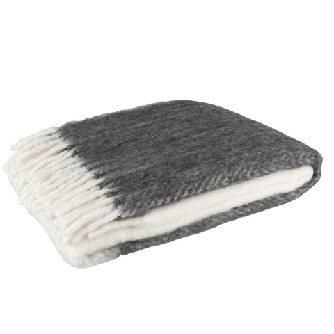 J-Line Plaid - polyester - zwart/ wit - 190 x 136 cm