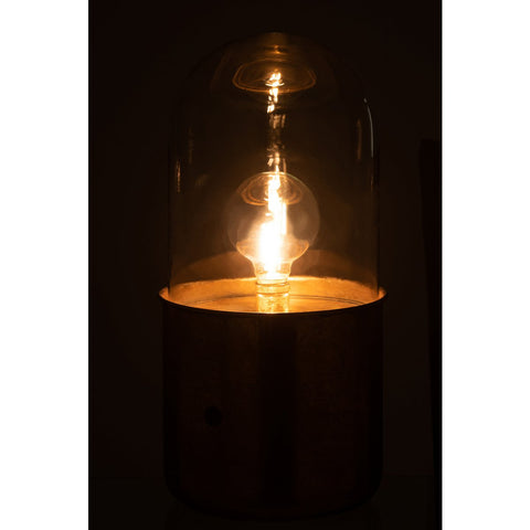 J-Line tafellamp Antiek - glas/zink - goud - large - LED lichtjes