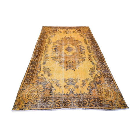 Geel vintage vloerkleed - 222x118 cm - HANDGEMAAKT