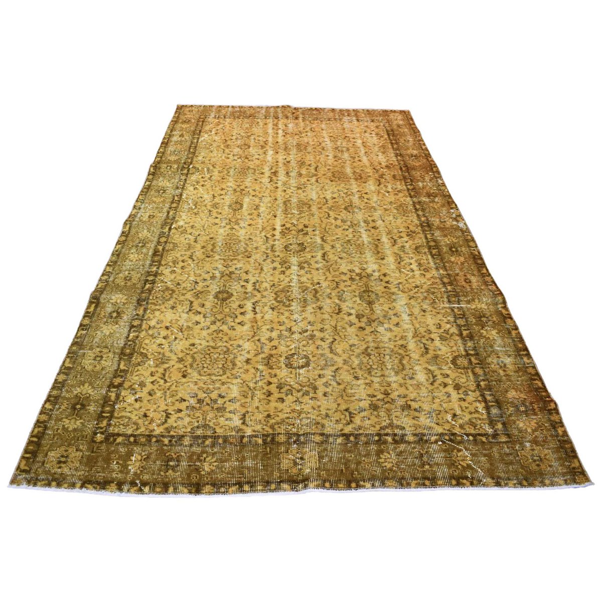 Geel vintage vloerkleed - c695