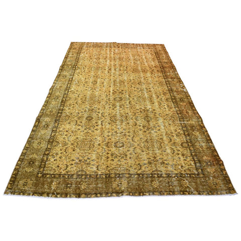 Geel vintage vloerkleed - c695