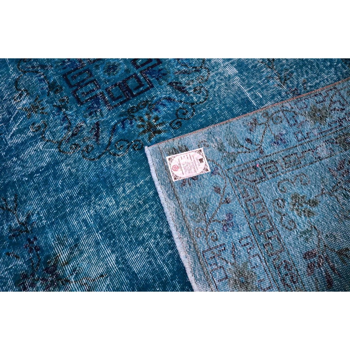 Blauw vintage vloerkleed - 296x184 cm - HANDGEMAAKT