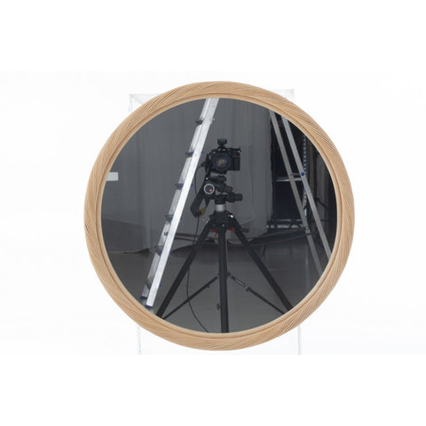 J-Line wandspiegel Rond Rotan/glas Naturel Medium