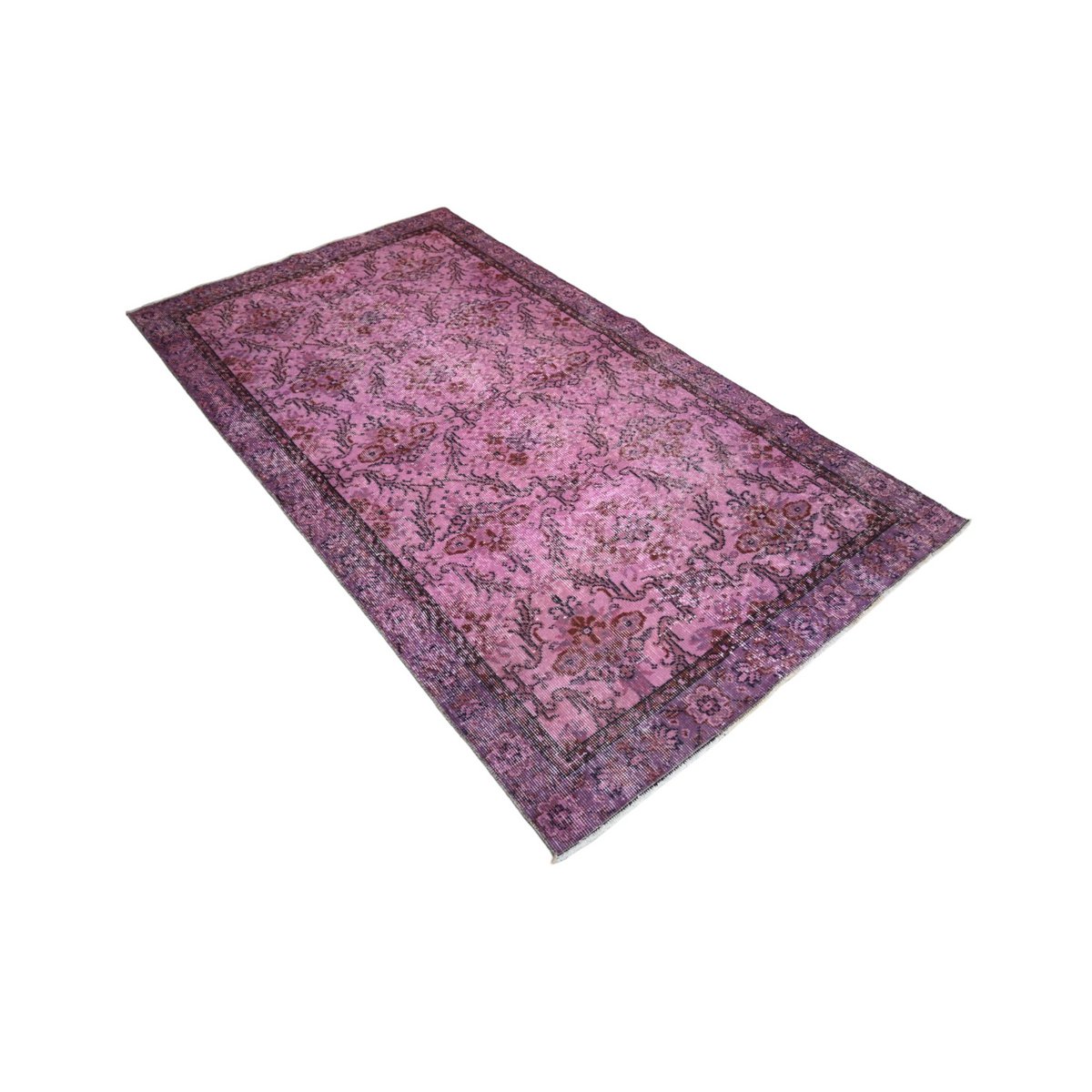 Roze vintage vloerkleed - 206x113 cm - HANDGEMAAKT
