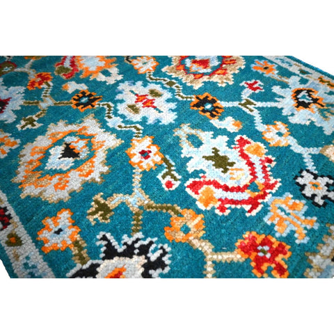 Turquoise Azeri vloerkleed - 98x67 cm - HANDGEMAAKT