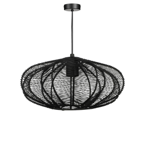 Kanti Hanglamp - H17 x Ø31 cm - Metaal - Zwart