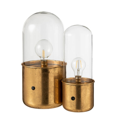 J-Line tafellamp Antiek - glas/zink - goud - large - LED lichtjes