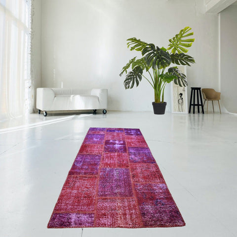 Patchwork vloerkleed roze - 241x105 cm - HANDGEMAAKT