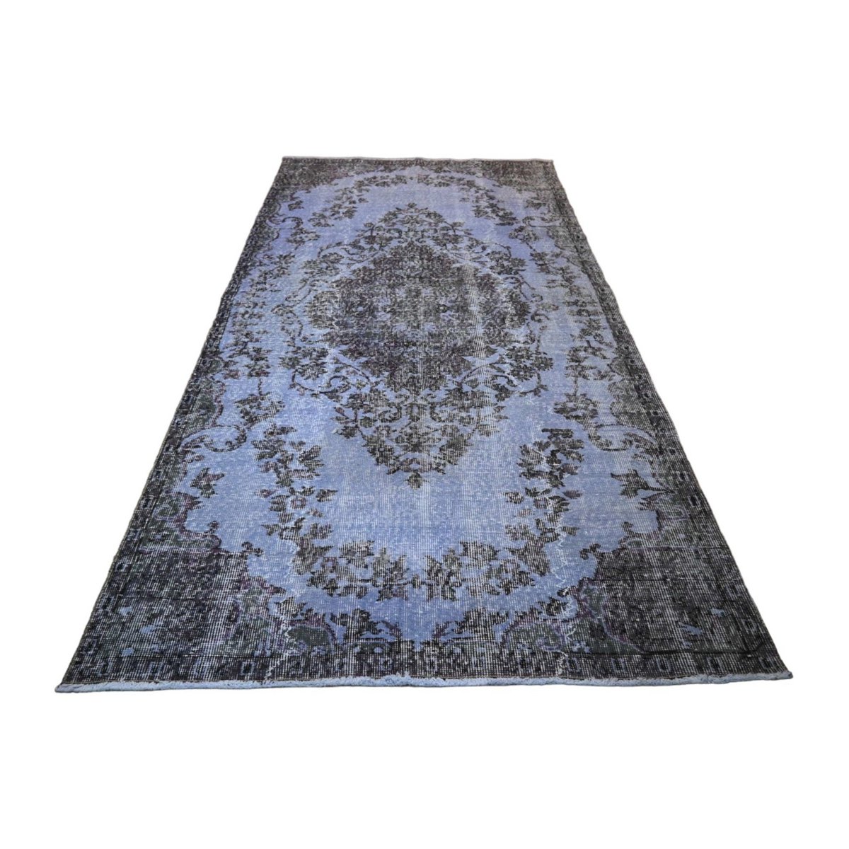 Blauw vintage vloerkleed - 246x128 cm - HANDGEMAAKT
