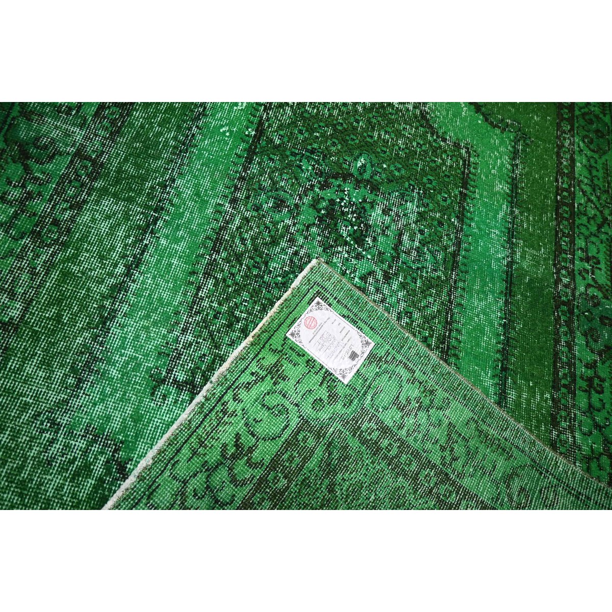 Groen vintage vloerkleed - 204x114 cm - HANDGEMAAKT