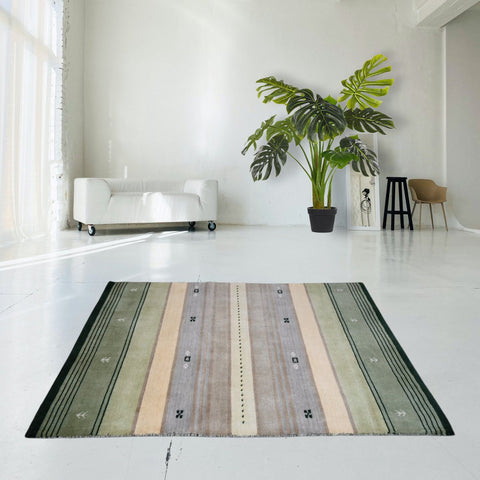 Groen Gabbeh vloerkleed - 147x90 cm - HANDGEMAAKT