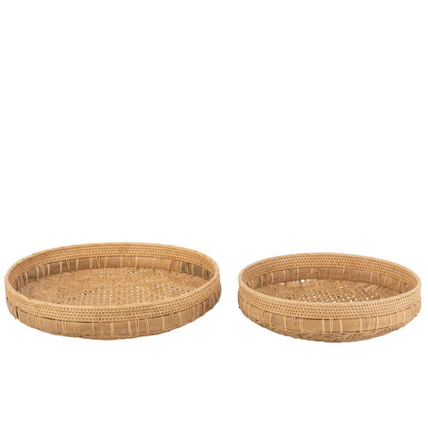 J-Line schalen Rond - rotan - naturel
