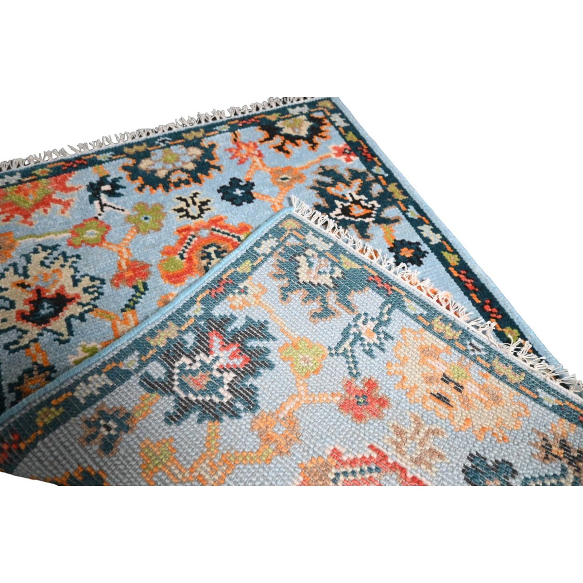 Blauw Azeri vloerkleed - 95x67 cm - HANDGEMAAKT