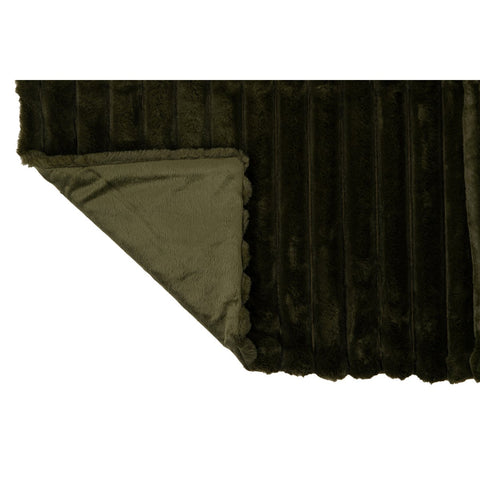 J-Line Plaid corduroy - polyester - groen - 180 x 130 cm