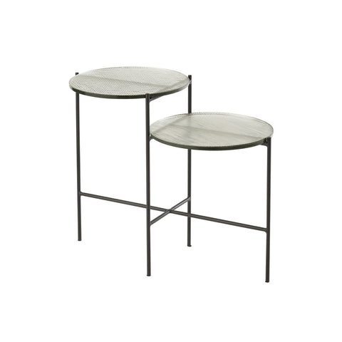 J-Line bijzettafel 2 niveaus Rond - glas/ijzer - transparant/zwart