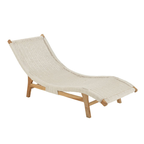 J-Line ligzetel + kussen Geweven - kunststof/teak - wit